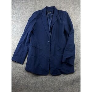 CHADWICKS Women's 12T Tall Blazer Single Button Blue Jacket Career Preppy Office